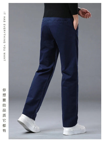 190 Cm Tall Men's Pants Summer Straight Chino Trouser Male Stretch Cotton Office Work Extra Long Leg Length 115 110cm Lengthed