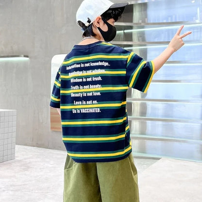 Stripe Outdoor Clothes for Children Tracksuit Boy 7 14 Years Clothing Boys Outfit Set 10 Children's Suit Boy's Child Summer Sets