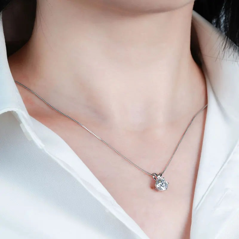 0.5ct-5ct Moissanite Pendant Necklace With Certificate For Women Original Real 925 Silver Chain Solitaire Drop Necklaces
