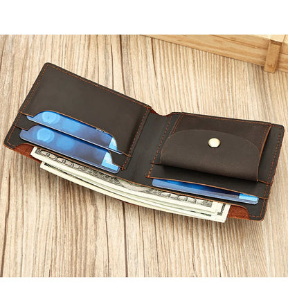 Genuine Leather Mens Wallet with Coin Pocket Bifold Italian Leather Wallets for Mens