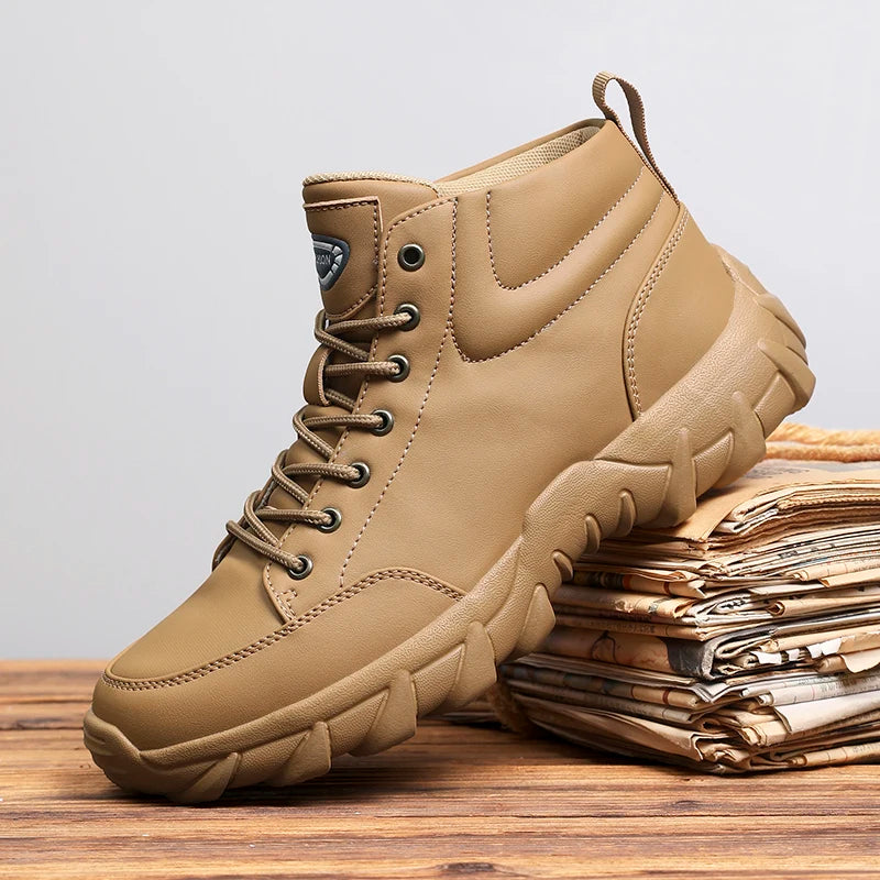 Men Running Shoes Men Sneakers Anti-slip Handmade Leather Casual Ankle Boots Breathable Men's Walking Lace Up Lightweigh Boots