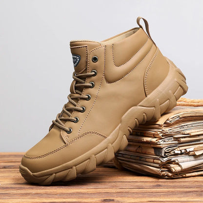 Men Running Shoes Men Sneakers Anti-slip Handmade Leather Casual Ankle Boots Breathable Men's Walking Lace Up Lightweigh Boots