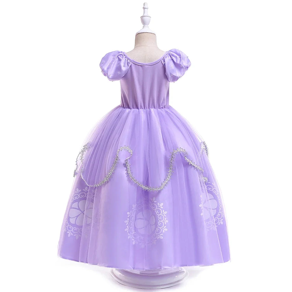 Girls Sofia Rapunzel Party Dress Carnival Halloween Costumes Birthday Princess Prom Dresses Sophias Puff Sleeve Ball Gown