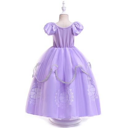 Girls Sofia Rapunzel Party Dress Carnival Halloween Costumes Birthday Princess Prom Dresses Sophias Puff Sleeve Ball Gown