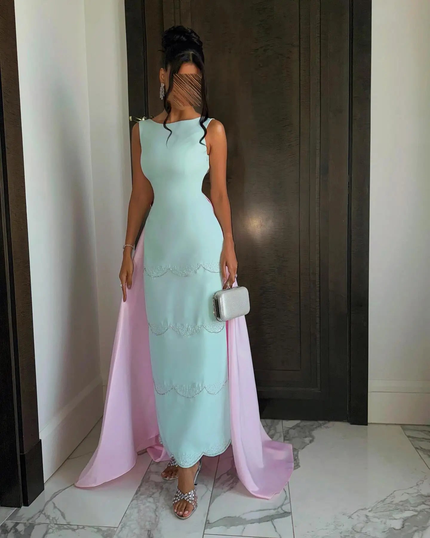 Mermaid Evening Dresses O-Neck Pink Tailing Ankle-Length Party Dress Spaghetti Strap Formal Prom Gowns Customized