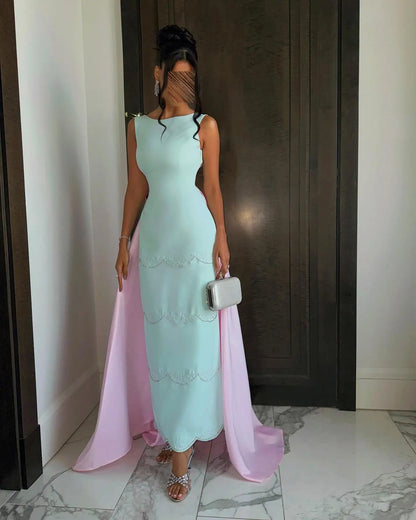 Mermaid Evening Dresses O-Neck Pink Tailing Ankle-Length Party Dress Spaghetti Strap Formal Prom Gowns Customized