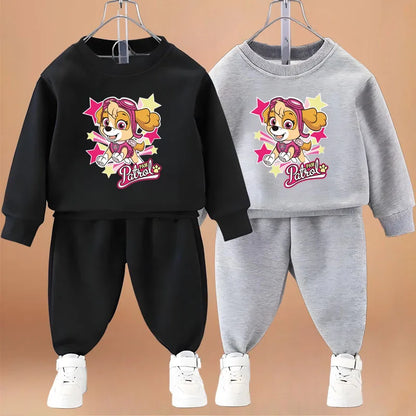 Printed Girls Pullover and Trousers Two Piece Sets Autumn Kids Casual Hoodies Set Spring Fall Children Sweatsuits New