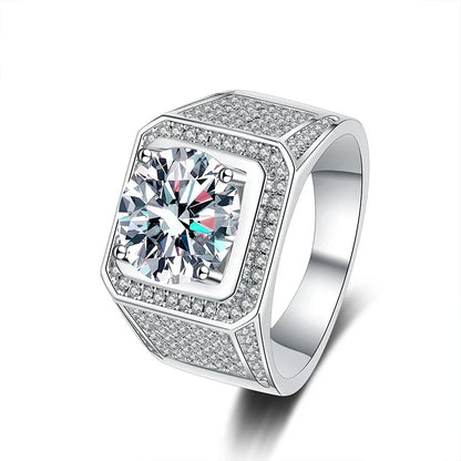D Color 10 Carat Moissanite Ring for Men S925 Sterling Silver Plated with White Gold Luxury Man Wedding Ring Fine Jewelry