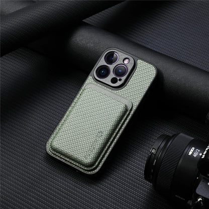 Carbon Fiber Style PU Leather for Magsafe Case for iPhone 17 Air 16 15 Pro Max 16e 14 Plus 11 12 13 Mini Cover Card Holder LM2