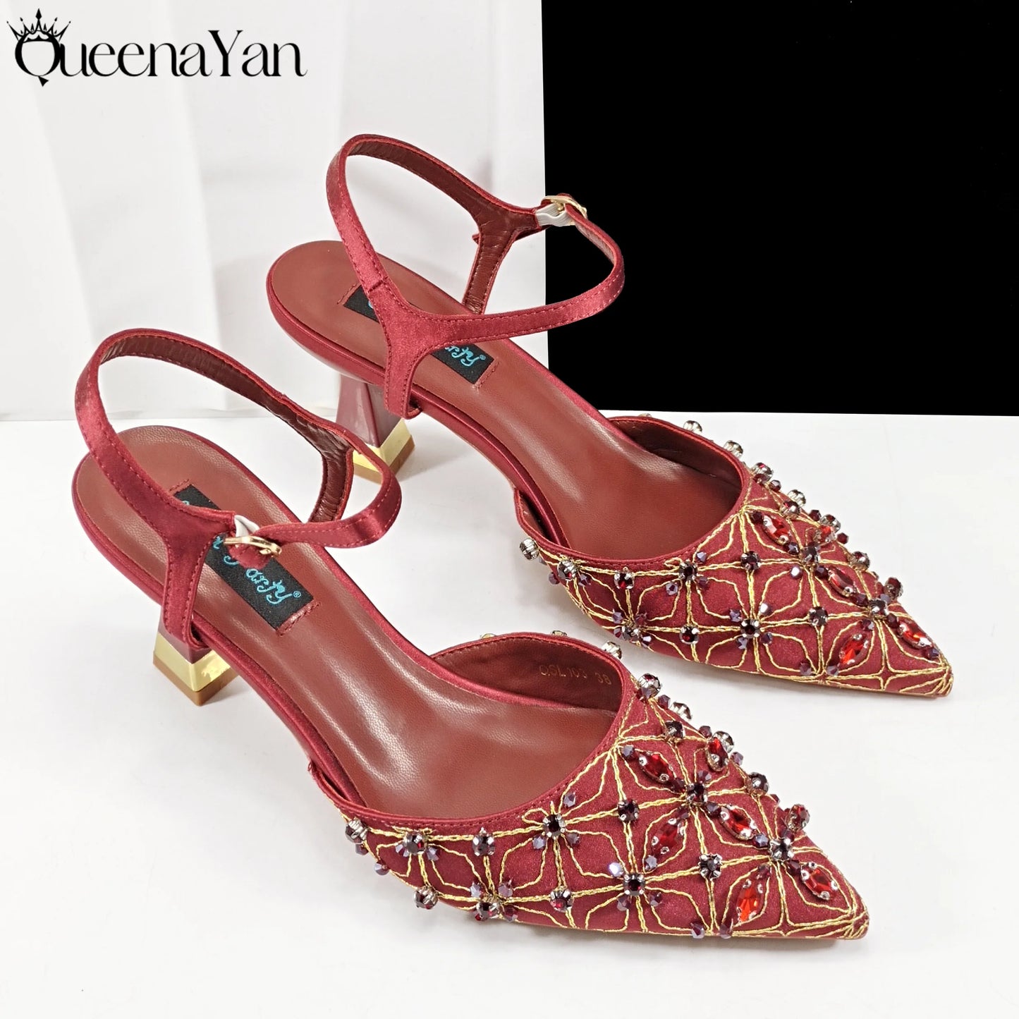 Elegant Full High Quality Diamond Design Olive Color Italian Women's Shoe and Handbag Set for Weddings and Special Occasions