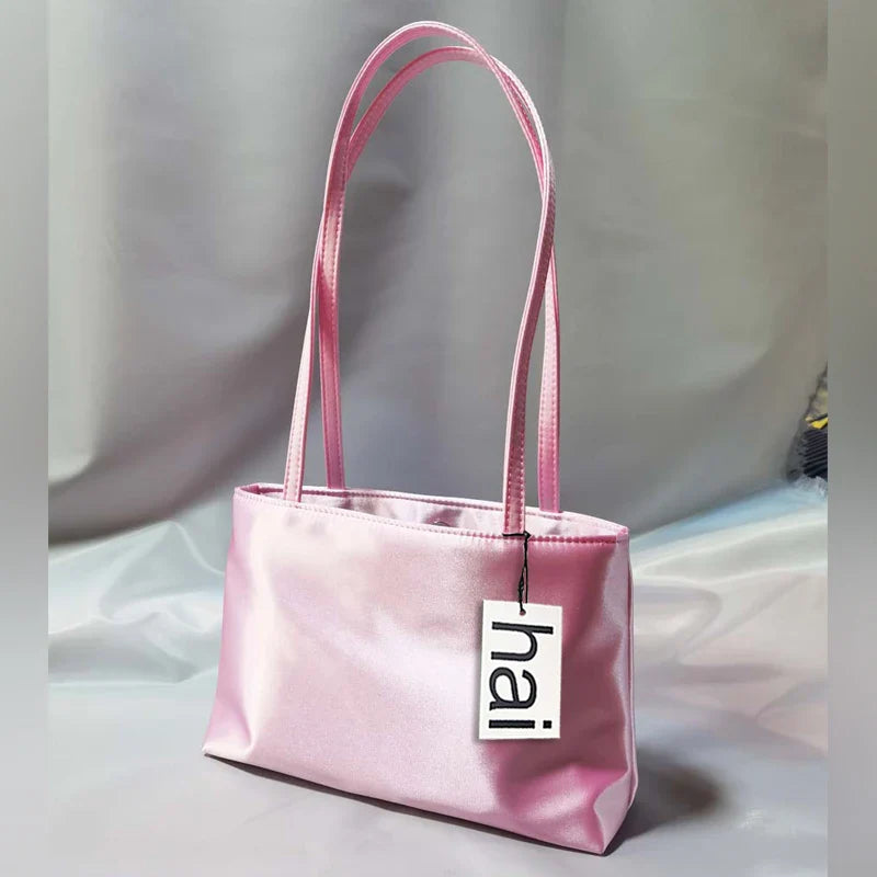 2026 Luxury Shoulder Bags Silk Women's Handbag Square Underarm Bag Ins Famous Brand Commuter Bag Contrasting Color Macaron Totes