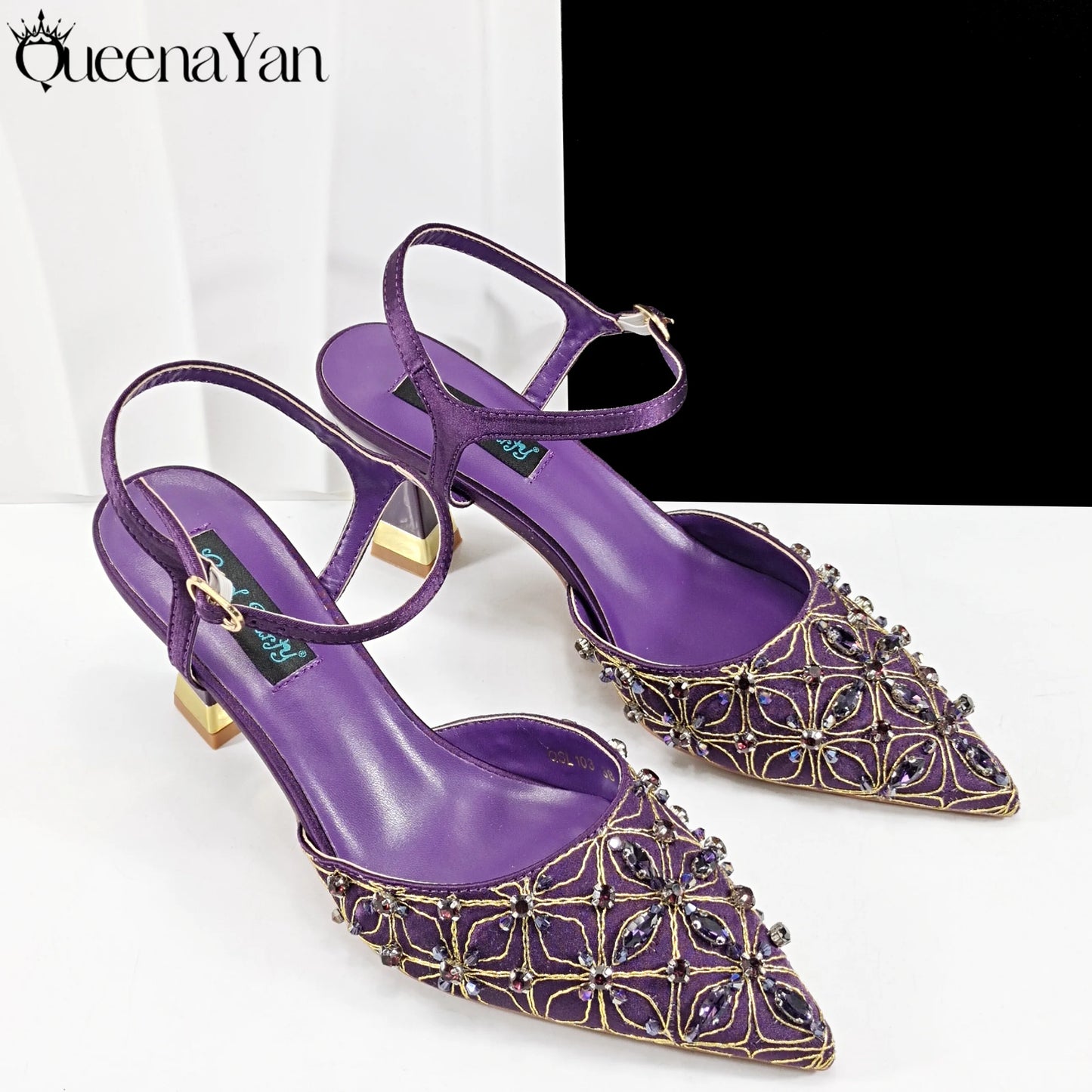 Elegant Full High Quality Diamond Design Olive Color Italian Women's Shoe and Handbag Set for Weddings and Special Occasions