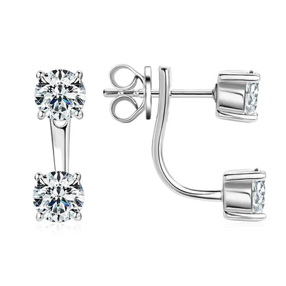 2 in 1 Full D Color Moissanite Stud Earrings for Women S925 Silver 4.6cttw All Diamond Earring Pierced Ear Fine Jewelry