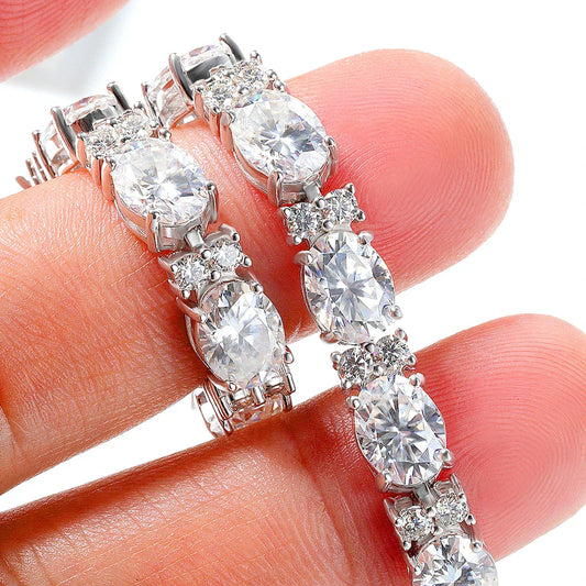Bracelets tennis en moissanite taille ovale de luxe en argent sterling 925, testés, diamants de laboratoire, chaîne de main, bijoux de mariage