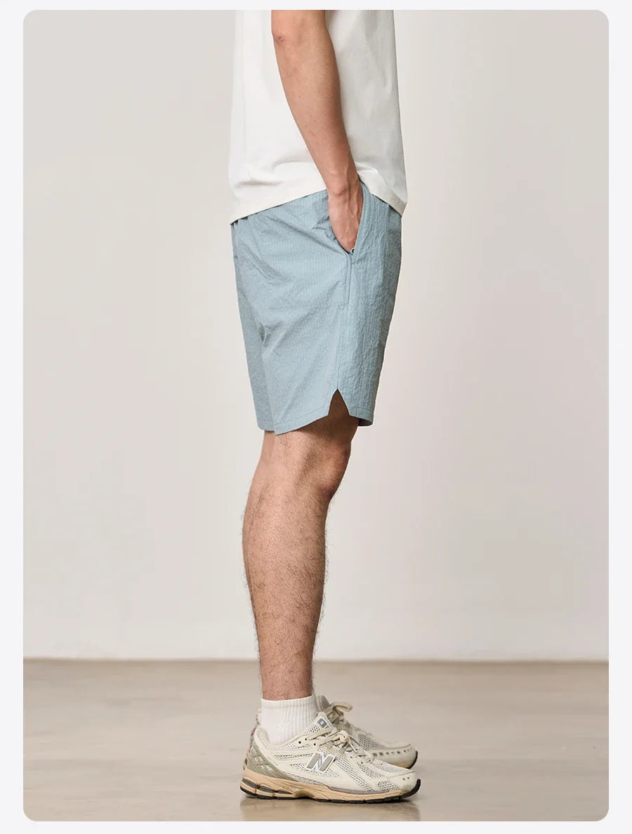 2026 Summer New Lightweight 100gsm Fabric Shorts Men Drawstring Elastic Waist Oversize Casual Outdoor Beach Shorts