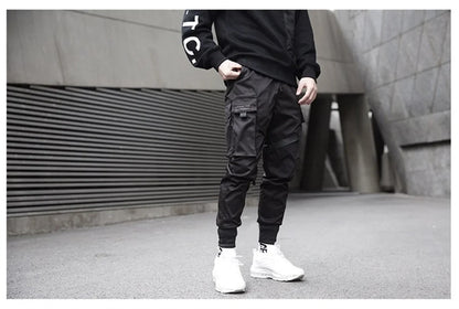 Black Hip Hop Cargo Pants Summer Versatile Fashion Brand Trousers Fashion Loose Gothic Korean Sweatpants Streetwear Males
