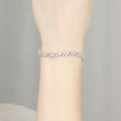 Original Clover Pear Cut Zircon Tennis Bracelet for Women Lady S925 Silver High Carbon Gemstone Link Bracelets Wholesale