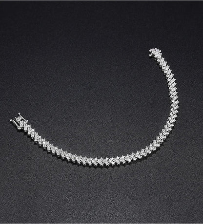 2025 New In Rhombus Shape Full 1.2mm D Color Moissanite Tennis Bracelet For Women 925 Silver Diamond Link Chain Bracelets