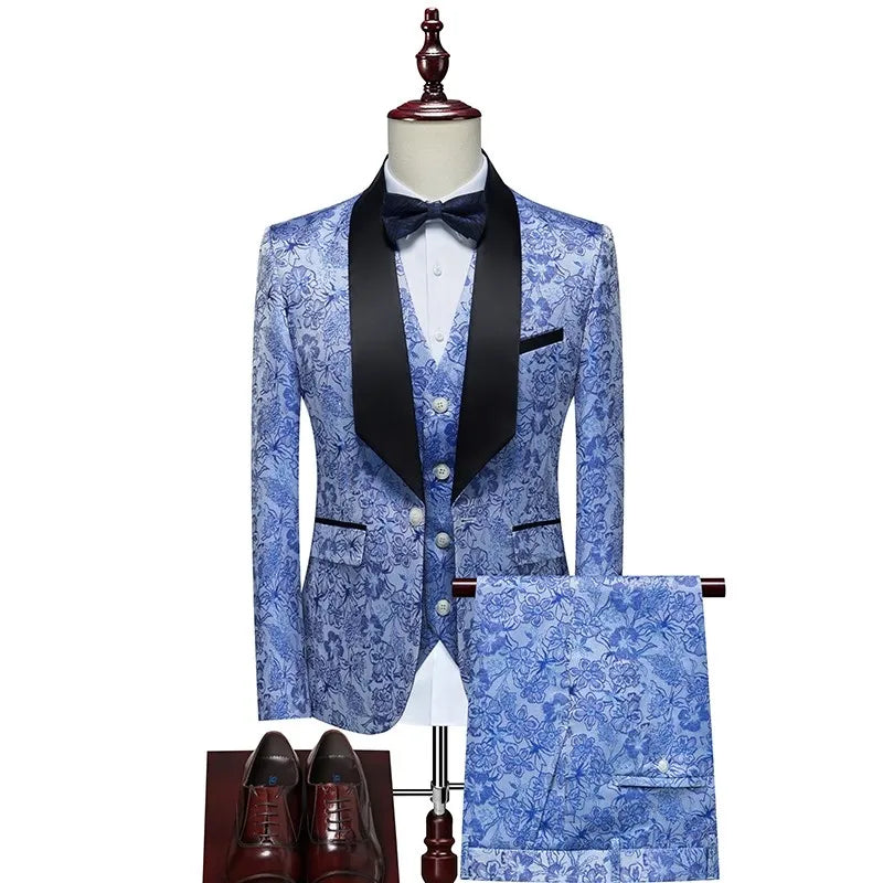 New Tuxedo 3 Piece Suit, Men's Groom's Suit, Top + Vest + Pants