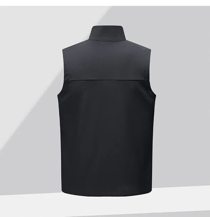 Soft shell thick vest men's autumn and winter work clothes plush jacket waterproof sleeveless windproof running sports vest