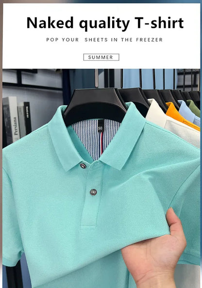 100% cotton short sleeve polo shirt comfortable lightweight high-end brand fashionable simple summer men's casual lapel T-shirt
