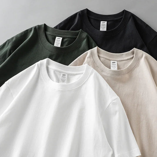 8.1Oz 230gsm Men's Pure Cotton T Shirts 2025 Summer New Oversizes Solid Color T-Shirts for Men and Women Customizable