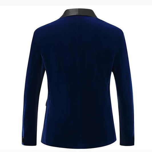 High-grade Men Luxury Gold Velvet Suit One Button Slim Fit Jacket Blue / Red / Green New Homme Wedding Prom Party Dress Blazer