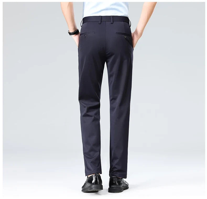 Men Suit Pants Light Thin Elastic Slim Fit Dress Pants Business Solid Casual Straight Leg Trouser Men Clothing Oversize 29-42