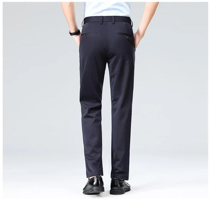 Men Suit Pants Light Thin Elastic Slim Fit Dress Pants Business Solid Casual Straight Leg Trouser Men Clothing Oversize 29-42