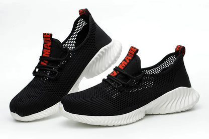 Work Boots Breathable Safety Shoes Men's Lightweight Summer Anti-Smashing Piercing Work Sandals Single Mesh Steel Toe Sneaker
