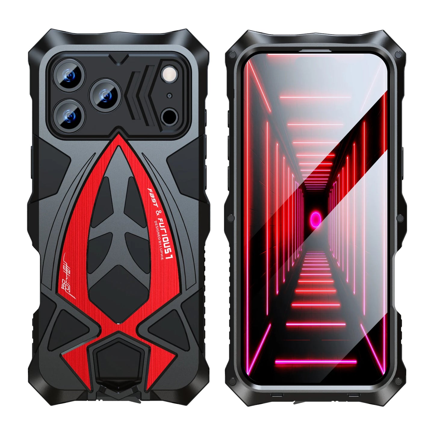 For iPhone 17 Pro Max Luphie Rugged Phone Case Armor Shockproof Metal Funda TPU Shell Bumper Cover Net 120g
