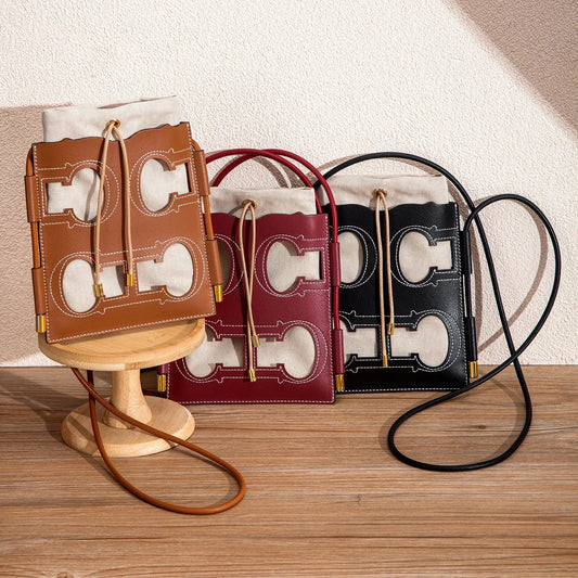 Woman Boston Bag Autumn New Simple Brown Shoulder Bag High Quality Texture Handbag yua  Women's Mobile Phone Bags