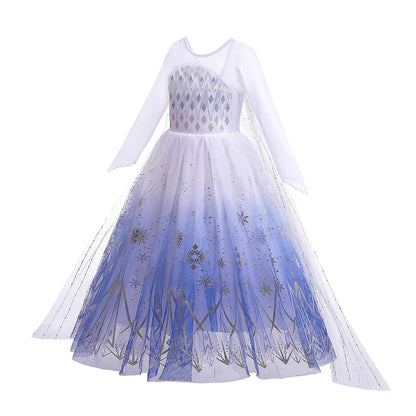 2PCS LED Light Up Snow Queen Costume for Kids Girl Elsa Birthday Party Luxury Princess Cosplay Children Carnival Clothing Outfit