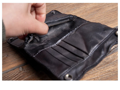 High Quality Men Genuine Leather Wallet Vintage Bifold Money Clip Credit Card Holder Luxury Design with Zipper Coin Pocket