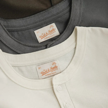 Cotton Men's Henry T-Shirts Soft Breathable Vintage Tops Tee Shirt Solid Casual Classic Buttons Shirt Hot Man Clothing