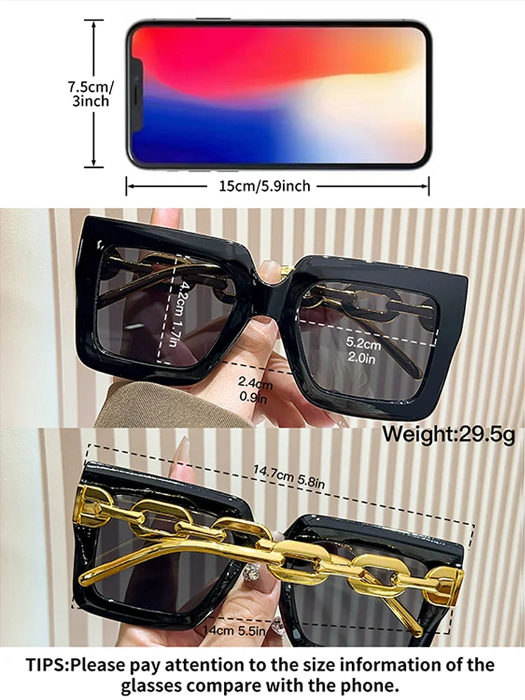12Pcs Extra Large Square Frame Glasses Metal Hinge Popular Fashionable Multi-Color Classic Color Combination Glasses Set