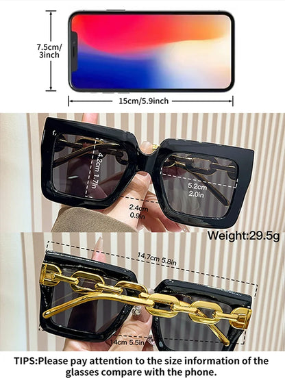 12Pcs Extra Large Square Frame Glasses Metal Hinge Popular Fashionable Multi-Color Classic Color Combination Glasses Set