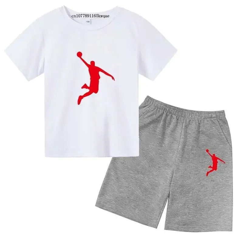 Basketball Idol Print Kids Summer Casual 2pcs T-shirts+Pants Sports Suits 3-13 Years Boys Girls Leisure Outfits Children Clothes