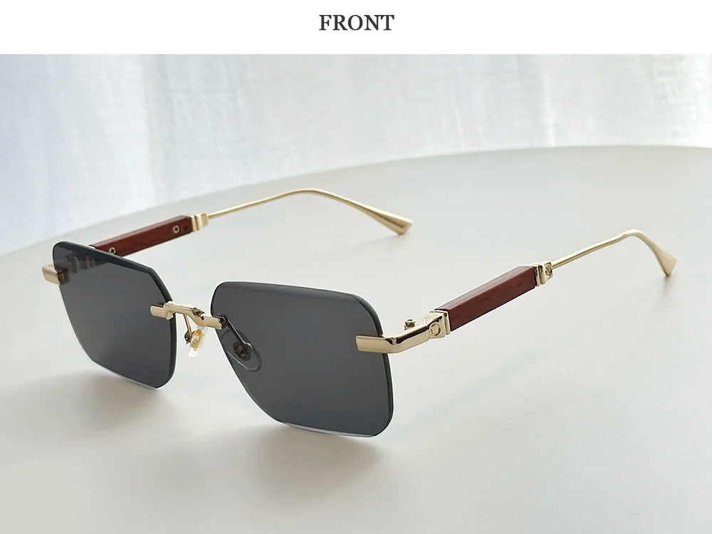 Rimless Sunglass Men Vintage 2025 Fashion Glasses Square Sunglasses Women Trendy And Fashionable Gafas De Sol Hombre Zonnebril