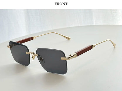 Rimless Sunglass Men Vintage 2025 Fashion Glasses Square Sunglasses Women Trendy And Fashionable Gafas De Sol Hombre Zonnebril