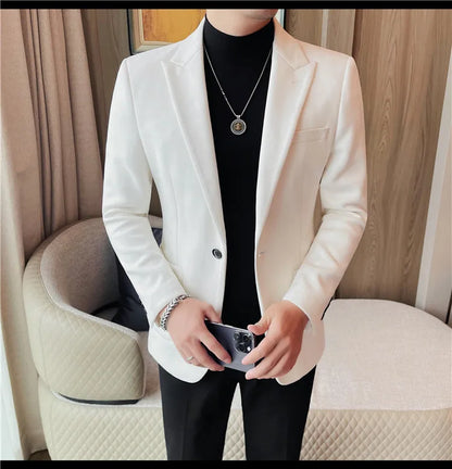 Classics Autumn Winter Suede Suit Jackets Fashion New Solid Slim Fit Business Office Social Blazer Wedding Top Mens Clothing 4XL