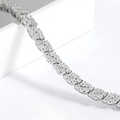 18K Plated All Moissanite Tennis Bracelet for Women Lab Created Diamond Chain 925 Sterling Silver Wholesale Jewelry