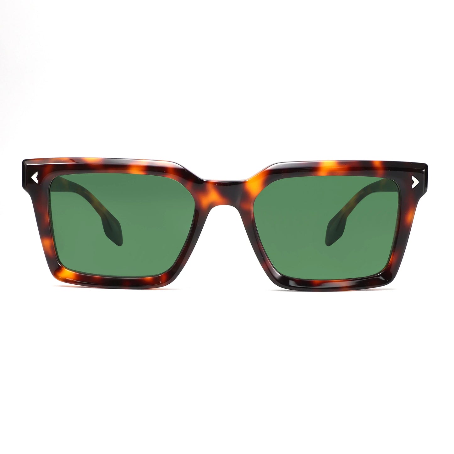 Designer Retro Rivet Tortoise Acetate Rectangle Sunglasses UV400 Non-Polarized Unisex Eyewear
