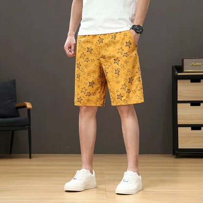 Streetwear Star Print Shorts Men Hawaii Beach Casual Shorts Outdoor Cotton Sports Elastic Waist 6XL Oversized Baggy Half Pants
