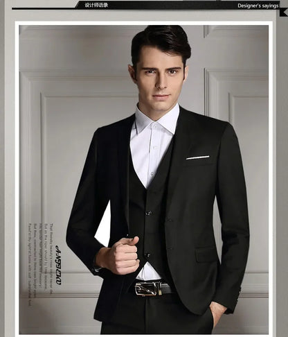 Blazers Pants Vest New Fashion Men Business Casual Suits / Male Solid Color Three Piece Sets Jacket Coat Trousers Waistcoat