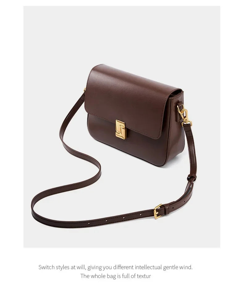 100% Genuine Leather Women Crossbody Bag Fashion Small Square Bag High Quality Cowhide Women's Commuter Shoulder Bag