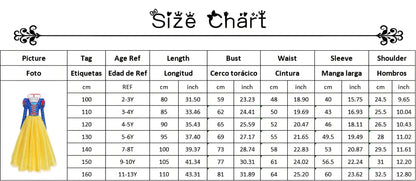 Deluxe Snow White Gown Set with Accessories Princess Costume Fairy Cosplay for Girls Kids Toddler Carnival Party Vestido