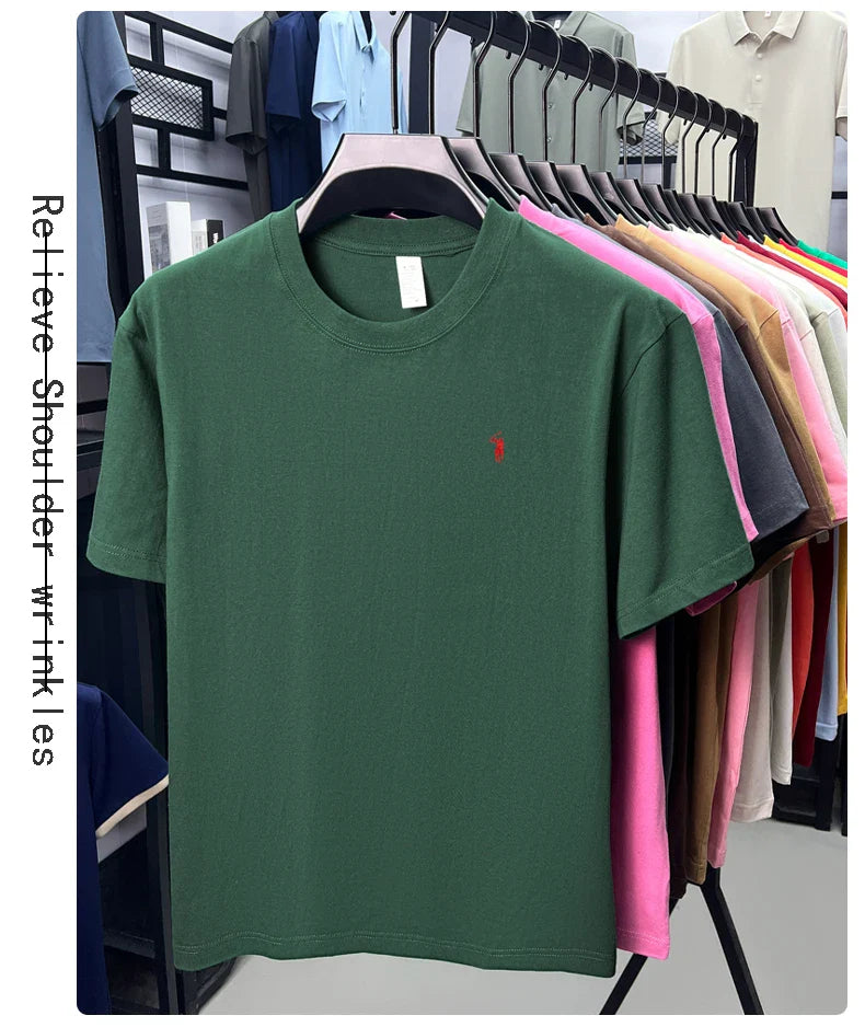 100% cotton high-end short sleeve T-shirt summer designer brand pony embroidery round neck top fashion casual golf men's wear