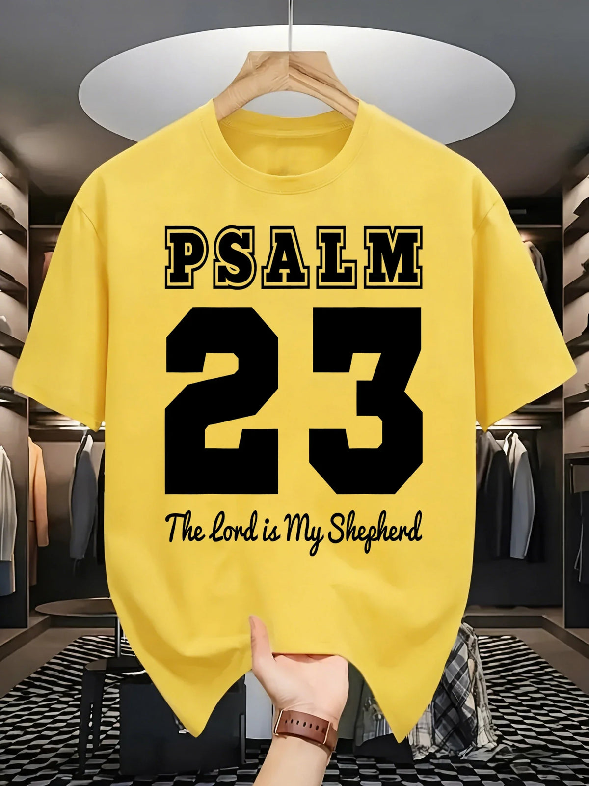 Psalm Number 23 Printing T-Shirt Men Cotton Crewneck T Shirts Summer Loose Basics Clothing Fashion Unisex Retro Short Sleeve