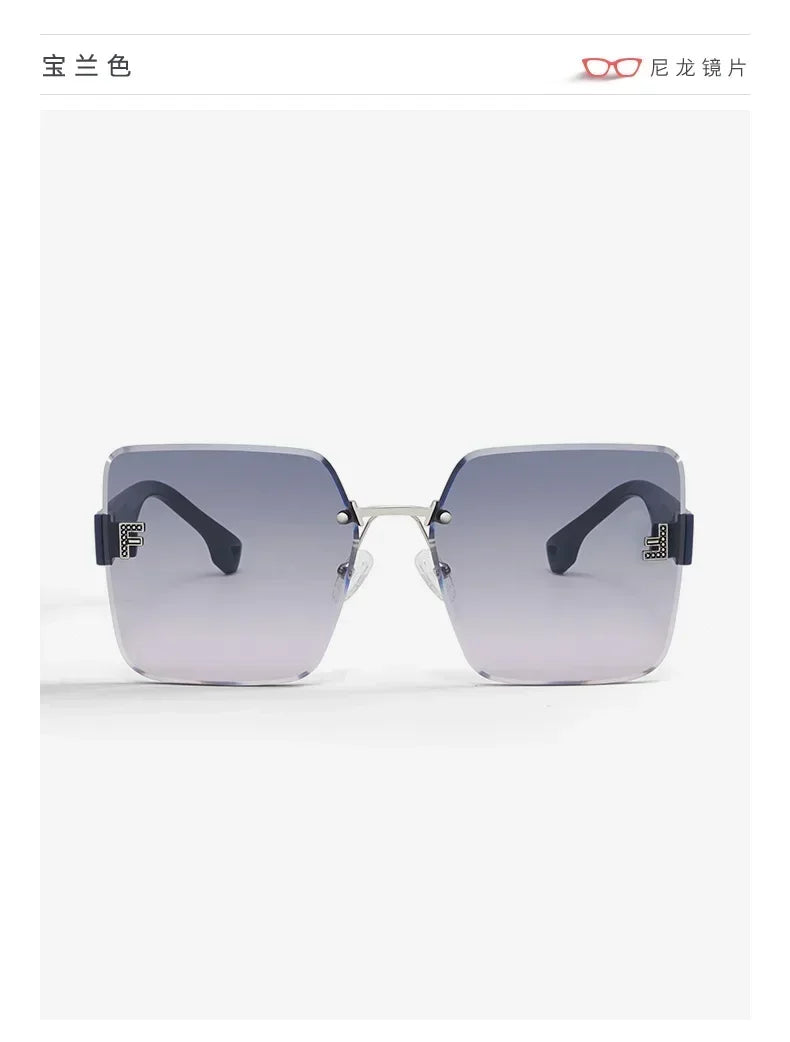 2025 New Fashion Gradient Sunglasses Women Square POLARIZED Ladies Sun Glasses Girls Rimless Vintage Luxury UV400 Gafas De Sol